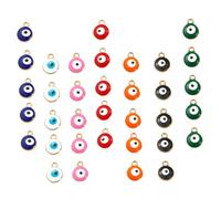 WOONEKY 50Pcs Alloy Evil Eye Charms Beads DIY Handmade Jewelry Accessories Turkish Pendant for Bracelets Necklaces Crafting