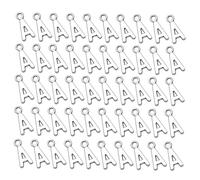 WOONEKY 50pcs Antique Silver Alloy Alphabet A Pendants DIY Charm Pendants for Jewelry Making Necklace Bracelet Accessories Craft Beads for Custom
