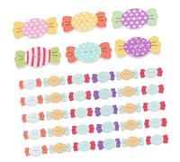 WOONEKY 50Pcs Candy Shaped Colored Wood Buttons for Sewing and Crafting Cute Novelty Wooden Buttons for Garments DIY Overcoat Embellishments Decorative Craft Supplies