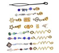 WOONEKY 50pcs Cat's Eye Dreadlock Hair Clip Metal Accessory Boho Twist Clip for Locs Spiral Ring Charm Jewelry for Braid Decor Dread Bun Tie for Women Girl Hair Decoration