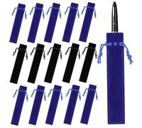 WOONEKY 50pcs Drawstring Pencil Bags Pen Protective Sleeves Lightweight Pen Pouches for School Office Travel Eyeliners Jewelry Storage Blue Black
