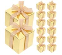 WOONEKY 50pcs Gold Square Candy Boxes with Elegant Mirror Finish for Wedding Party Favors Chocolate Treat Packaging Compact Paper Boxes for Birthday and Festive Celebrations
