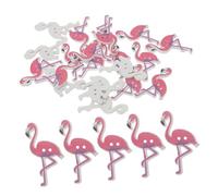 WOONEKY 50pcs Nordic Flamingo Wood Buttons Pink DIY Crafting for Sewing Scrapbooking Animal Pattern Decorative Embellishments