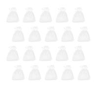 WOONEKY 50pcs White Gauze Wedding Favor Bags Small Drawstring Candy Holder Pouches Easy to Open and Close Prevents Small Items from Falling for Bridal Shower and Goodies Bags