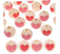 WOONEKY 50pcs Wooden Heart Pattern Beads Valentine S Day Jewelry Spacer Beads Bulk Pack for DIY Crafts Home Decoration Party Supplies Red and Pink Love Hearts