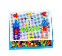 WOONEKY 592Pcs Mushroom Nail Jigsaw Puzzle Set for 27.5X19Cm Pegboard Puzzle Educational for Early Childhood Development with Random Colors Random Color