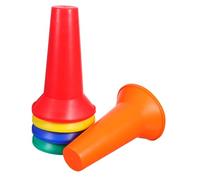 WOONEKY 5pcs Agility Training Soccer Cones with Reflective Stripes Weather-resistant Plastic Field Markers for Football Skating Practice and Safety Traffic Roadblocks in Bright