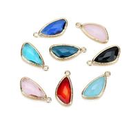 WOONEKY 5PCS Black Waterdrop Shaped Glass Pendants DIY Jewelry Accessories for Women Multi-purpose Irregular Teardrop Charms for Necklace Earring Bracelet Making