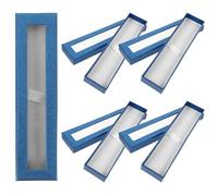WOONEKY 5pcs Blue Window Pen Box Set Paper Fountain Pen Organizer with Ballpoint Holder Portable Small Container for School Office Storage and Display