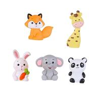 WOONEKY 5pcs Cartoon Animal Cake Toppers Assorted Resin Cake Insert Cards for Parties Birthdays Showers Elephant Panda Fox Giraffe Bunny