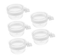 WOONEKY 5pcs Detachable Plastic Bird Feeding Bowl Water Feeder Cup for Parrot Cockatiels Convenient Hanging in Bird Cage