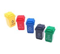WOONEKY 5pcs Doll House Miniature Trash Cans Sorting Design Scene Model Accessories for Sand Table and DIY Decoration