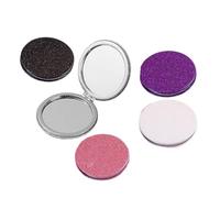 WOONEKY 5pcs Double-sided Foldable round Cosmetic Pocket Mirrors for Women Girls, Portable Travel Makeup Vanity Handbag Mirror Set in Pink Gold Silver Purple Black