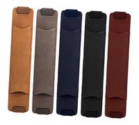 WOONEKY 5pcs Elastic Band Pen Holders PU Leather Pen Sleeve Pouch for Notebooks Vintage Matte Business Protector in Black Brown Gray Stable Storage