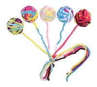 WOONEKY 5pcs Gradient Color Wool Bell Toy Ball Set for Cats, Supple Handheld Cat Teaser Toys Bells, Indoor Kitten Play Balls for Interactive Fun