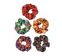 WOONEKY 5pcs Halloween Theme Hair Scrunchies Pumpkin Fabric Ponytail Holders for Women for Costume Parties Makeup and Daily Use Random Style