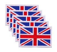 WOONEKY 5pcs Hand Embroidered UK Flag Patches with Hook and Loop Fastener Thick Fabric Sew Appliques for Clothes Hats Backpacks DIY Friendly British Union Jack Sew Badges for Personal