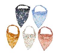 WOONEKY 5pcs Head Wraps for Women Triangle Hair Kerchief Soft Breathable Oil Flower Headscarf Women Hair Accessories