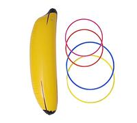 WOONEKY 5pcs Inflatable Banana Ring Toss Thickened Eco Friendly PVC Party Game Fun Fruit Design with Banana and Rings for Indoor Outdoor Play