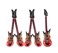 WOONEKY 5pcs Inflatable Flame Guitar PVC for Birthday Party Decorations Safe Valve Musical Instrument Prop for Rock and Roll Stage Accessories