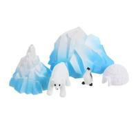 WOONEKY 5pcs Mini Arctic Iceberg and Igloo Set with Large Polar Bear and Small Penguin Figurines, Realistic Habitat Adventure for Dollhouse, Aquarium, and Home Decor