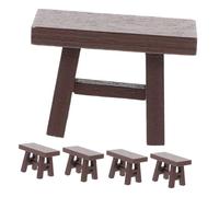 WOONEKY 5pcs Mini Wood Stools Compact Portable Miniature Dollhouse Furniture Vintage Style Wooden Benches for Role Playing Accessories Creative Pretend Play