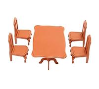 WOONEKY 5pcs Miniature Kitchen Furniture Set Mini Dining Table with Chairs for Dollhouse Decor and Mini Home Accessories Lightweight and Realistic Micro Scene Ornament