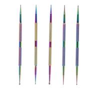 WOONEKY 5pcs Nail Art Drill Pen Double Ended Dotting Pens for Nail Stamping Design Embossing Tool Titanium Coating for Home Salon Diy Manicure