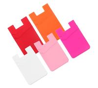 WOONEKY 5pcs Phone Wallet Holder Dual Card Case for Mobile Phones Soft Adhesive Back Pocket for Credit Id Cards Easy to Install Remove Compatible Various Models