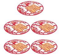 WOONEKY 5Pcs Red Double-Happiness Cut Wedding Party Stickers with Gold Foil Flocking, Traditional Chinese Festival Decor for New House and Wedding Room Decoration