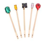 WOONEKY 5pcs Retro Drill Hair Clips Short Barrettes Bobby Pin Hair for Ladies and Girls in Mixed Style