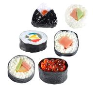 WOONEKY 6-Pcs Realistic Simulation Sushi Model Set, Artificial Japanese Onigiri Rice Rolls and Nigiri, Lifelike Sushi Play Food for ’ Pretend Cooking and Kitchen Role Play
