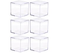 WOONEKY 6 Pcs Transparent Storage Boxes with Lids Clear Square and Cake Containers Party Favor Boxes for Wedding Birthday Cookie Biscuit Storage