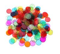WOONEKY 600pcs Transparent Bingo Chips for Math Learning and Counting Multi Color Plastic Markers for Board Games Poker Night and Classroom Use with Smooth Rounded Edges