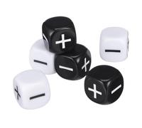 WOONEKY 6Pcs Black White Dice with Plus Signs Easy to Read Counting Dice for Party Games Math Learning and Tabletop Fun