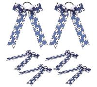 WOONEKY 6pcs Cheerleading Hair Bows Elastic Ponytail Holders for Soccer Players Women Hair-friendly Ribbon Scrunchies for School Events Parties and Sports Teams