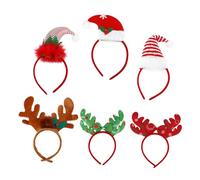 WOONEKY 6Pcs Christmas Antler Headband Hairband Set Red Green Gold White Designs Lightweight Party Headdress for Adults Boys and Girls