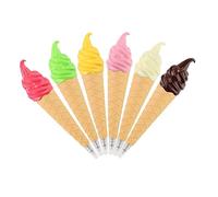 WOONEKY 6pcs Creative Ice Cream Ballpoint Pens Smooth Writing Wear Resistant Hard Plastic Shell for School Office Students Gift with Comfortable Grip