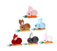 WOONEKY 6pcs Easter Hair Clips Set for Mini Plush Rabbit and Carrot Hair Accessories Small with Soft Fabric for Holiday and Everyday Wear