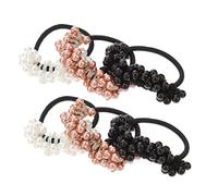 WOONEKY 6pcs Elegant Pearl Hair Accessories Beaded Hair Ties for Ponytail Pearl Gems Scrunchies for Women Girls