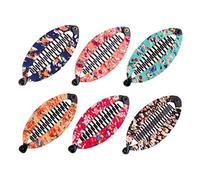 WOONEKY 6pcs Fish Shaped Hair Clips with Flower Pattern Medium Accessories for Girls for Daily Use and Special Occasions Lightweight and Portable for Easy Styling