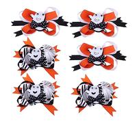 WOONEKY 6pcs Halloween Hairpin Decor for Girls White Yellow Ghost Bows Hair Clips for Festivals and Parties Comfortable Design Unique Halloween Theme