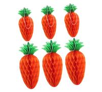 WOONEKY 6pcs Honeycomb Ball Hanging Ornament Decoration Party Thanksgiving Carrot Prom Birthday Honeycomb Vegetable Easter Hanging Ornaments Fruit Theme Supplies Paper