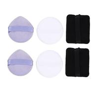 WOONEKY 6pcs Makeup Powder Puff Breathable Portable Cosmetic Tool Includes White Round Black Square Purple Heart Shapes for Loose Powder Application for Travel and Home Use