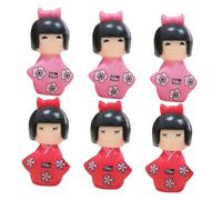 WOONEKY 6pcs Mini Japanese Kimono Dolls Traditional Ornament for Desktop Bedside Table Elegant Micro Landscape Decoration Artisan Craftsmanship Cultural Elegance for Home Decor