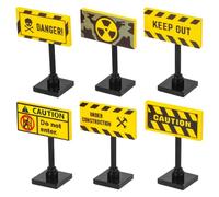 WOONEKY 6pcs Mini Traffic Warning Signs Educational for Interactive Road Play with Building Blocks DIY Traffic Cones for Creative Imaginative Play