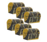 WOONEKY 6pcs Miniature Pirate Chest Vintage Dollhouse Treasure Box Ornaments for Party Decoration Creative Display and Miniature Furniture Accessory