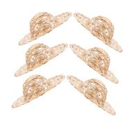 WOONEKY 6PCS Miniature Straw Sombrero Hats for Dolls Lightweight Small Animal Costume Caps for DIY Crafts Dollhouse Accessories Photo Props Tiny Craft Hats