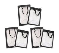 WOONEKY 6Pcs Portable Window Bags with Black Handles, Medium to Large Size Random Mix, Paper Packaging Bags for Valentine’S Day Party and Festival Wrapping