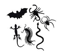 WOONEKY 6pcs Realistic Halloween Spider Scorpion Bat Snake Toys Fake Animals for Decor April Fool's Day Tricks